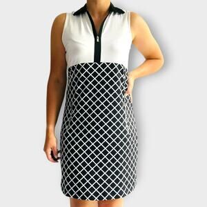 Tail Kayla Golf Dress Wing Collar Mythology Print Black White Sleeveless Size XS